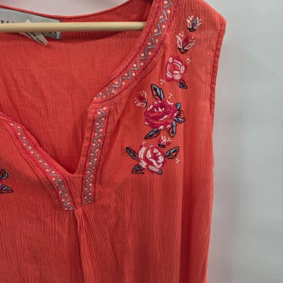 Kelly Renee Orange Sleeveless Embroidered Boho Blouse Size 2x 20-22w - Picture 4 of 10
